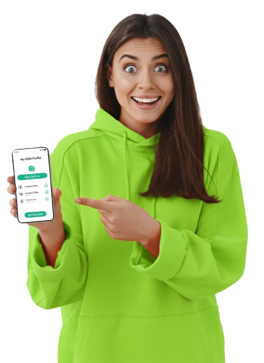 Traveler showing the eSIMVora app